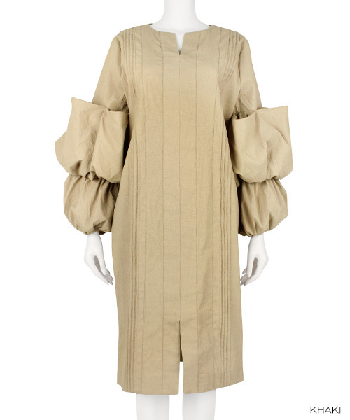 RANDA（ランダ）の「ボリュームデザインスリーブワンピース（ワンピース・レディース・ホワイト/カーキ/チェック・0/1）」の5枚目の写真