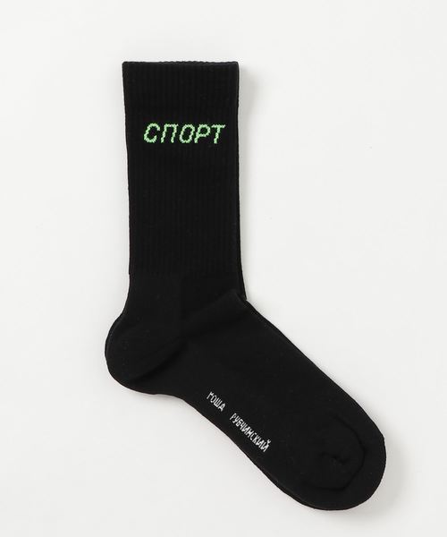 AMERICAN RAG CIE（アメリカンラグシー）の「GOSHA RUBCHINSKIY ゴーシャ・ラブチンスキー / SPORT LOGO COTTON SK（ソックス/靴下・メンズ・ホワイト/ブラック・L/M）」の3枚目の写真