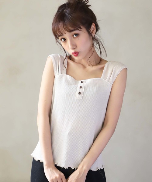 one after another NICE CLAUP（ワンアフターアナザーナイスクラップ）の「サーマルインナー（キャミソール・レディース・アイボリー/ブラック/ブルー/イエロー/ピンク・FREE）」の2枚目の写真