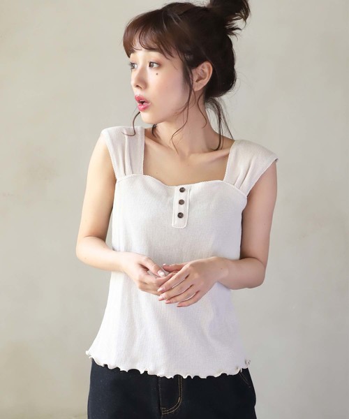 one after another NICE CLAUP（ワンアフターアナザーナイスクラップ）の「サーマルインナー（キャミソール・レディース・アイボリー/ブラック/ブルー/イエロー/ピンク・FREE）」の13枚目の写真