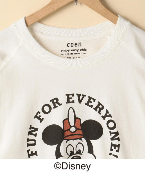 coen(コーエン)の「コーエン限定Disney(ディズニー)MICKEY(ミッキー)ラグランロングTシャツ(ロンT)(Tシャツ/カットソー・レディース・ホワイト・LARGE/MEDIUM)」の2枚目の写真