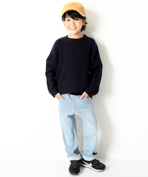 devirock（デビロック）の「畦編みビッグニット セーター（ニット/セーター・キッズ・モカ/ネイビー/ダークグリーン/マスタード/ベージュ/スモークピンク・100cm/110cm/120cm/130cm/140cm/150cm/160cm）」の12枚目の写真