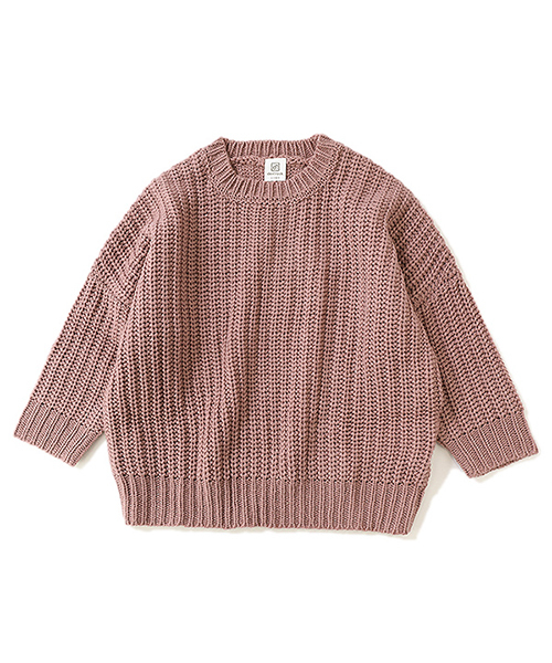 devirock（デビロック）の「畦編みビッグニット セーター（ニット/セーター・キッズ・モカ/ネイビー/ダークグリーン/マスタード/ベージュ/スモークピンク・100cm/110cm/120cm/130cm/140cm/150cm/160cm）」の8枚目の写真