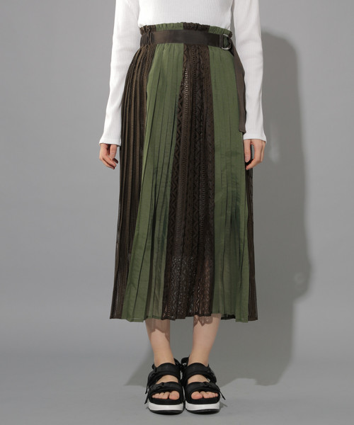 PAGEBOY(ページボーイ)の「異素材切り替えシアースカート(スカート・レディース・ホワイト/ブラック/カーキ/ライトグレー・FREE)」の10枚目の写真