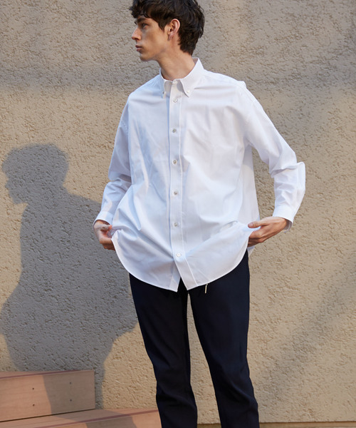 MAISON SPECIAL（メゾンスペシャル）の「“THOMAS MASON” オーバーサイズボタンダウンオックスシャツ 【MAISON SPECIAL/メゾンスペシャル】（シャツ/ブラウス・メンズ・サックスブルー/オフホワイト・48/44/46）」の5枚目の写真