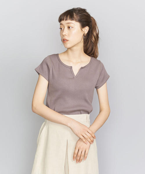 BEAUTY&YOUTH UNITED ARROWS（ビューティーアンドユースユナイテッドアローズ）の「BY コットンテレコスキッパーTシャツ（Tシャツ/カットソー・レディース・モカ/ブラック/ホワイト・FREE）」の3枚目の写真