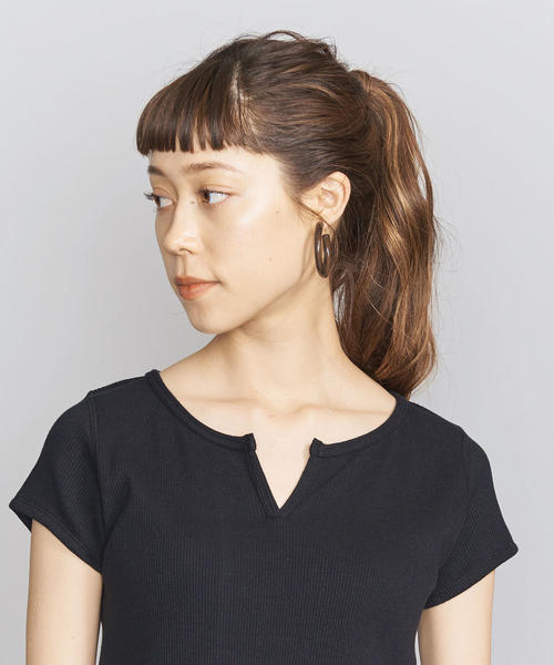 BEAUTY&YOUTH UNITED ARROWS（ビューティーアンドユースユナイテッドアローズ）の「BY コットンテレコスキッパーTシャツ（Tシャツ/カットソー・レディース・モカ/ブラック/ホワイト・FREE）」の7枚目の写真