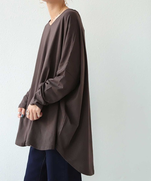 antiqua（アンティカ）の「変形ドルマントップス（Tシャツ/カットソー・レディース・ホワイト/ブラック/ベージュ/ベージュ系その他/ブラウン系その他/ブラウン系その他2・FREE）」の3枚目の写真