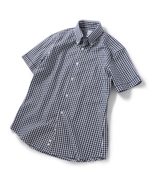 SHIPS(シップス)の「SD:【GIZA】カラミ ショートスリーブ ギンガムチェック ボタンダウンシャツ(シャツ/ブラウス・メンズ・ライトブルー/ネイビー・SMALL/MEDIUM/LARGE/X-LARGE)」の2枚目の写真