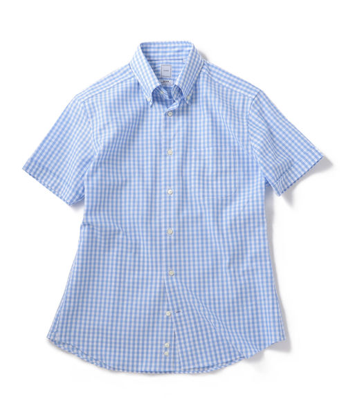 SHIPS(シップス)の「SD:【GIZA】カラミ ショートスリーブ ギンガムチェック ボタンダウンシャツ(シャツ/ブラウス・メンズ・ライトブルー/ネイビー・SMALL/MEDIUM/LARGE/X-LARGE)」の7枚目の写真