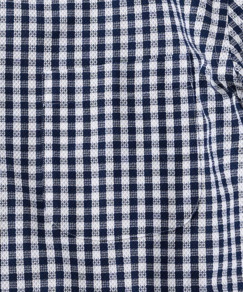 SHIPS(シップス)の「SD:【GIZA】カラミ ショートスリーブ ギンガムチェック ボタンダウンシャツ(シャツ/ブラウス・メンズ・ライトブルー/ネイビー・SMALL/MEDIUM/LARGE/X-LARGE)」の3枚目の写真