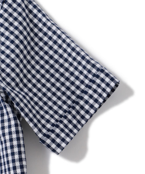 SHIPS(シップス)の「SD:【GIZA】カラミ ショートスリーブ ギンガムチェック ボタンダウンシャツ(シャツ/ブラウス・メンズ・ライトブルー/ネイビー・SMALL/MEDIUM/LARGE/X-LARGE)」の8枚目の写真