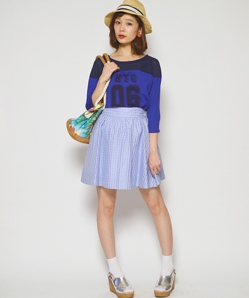 Khaju(カージュ)の「Khaju:シアースカート□(スカート・レディース・オフホワイト/ライトブルー・ONE SIZE)」の7枚目の写真