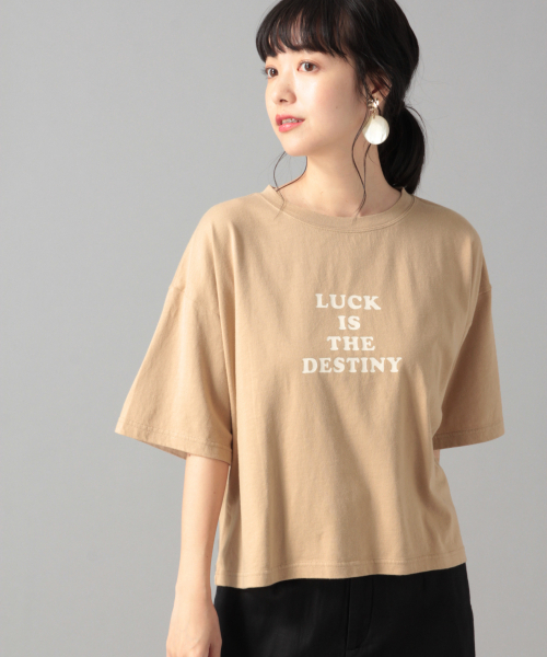 LOWRYS FARM（ローリーズファーム）の「ロゴワイドＴＥＥ　846516（Tシャツ/カットソー・レディース・チャコールグレー/ベージュ/オフホワイト/カーキ・FREE）」の3枚目の写真