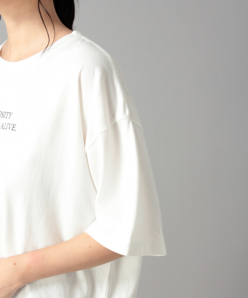 LOWRYS FARM（ローリーズファーム）の「ロゴワイドＴＥＥ　846516（Tシャツ/カットソー・レディース・チャコールグレー/ベージュ/オフホワイト/カーキ・FREE）」の14枚目の写真