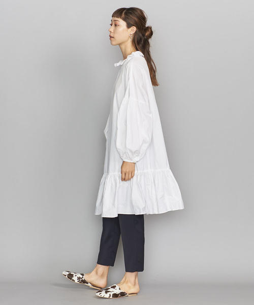 dahl'ia（ダリア）の「＜dahl'ia＞フリルカラーチュニックワンピース（ワンピース・レディース・ブラック/ホワイト・FREE）」の9枚目の写真