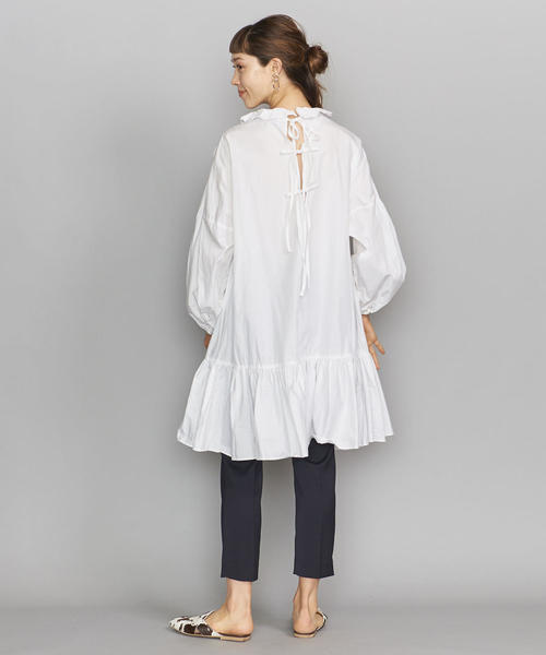 dahl'ia（ダリア）の「＜dahl'ia＞フリルカラーチュニックワンピース（ワンピース・レディース・ブラック/ホワイト・FREE）」の15枚目の写真