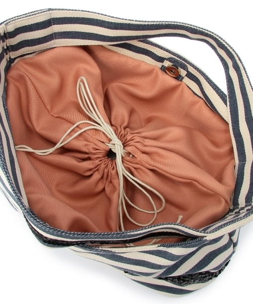 green label relaxing(グリーンレーベルリラクシング)の「GC ボーダースパンコールバッグ(トートバッグ・レディース・ネイビー/イエロー・フリー)」の5枚目の写真