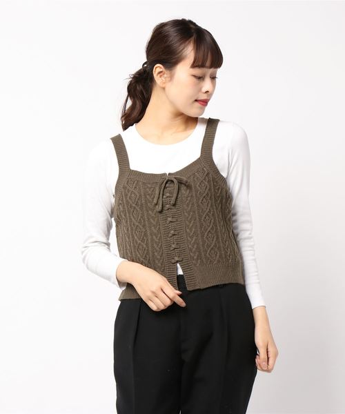 ehka sopo（エヘカソポ）の「前後着ニットビスチェ（ニット/セーター・レディース・グレー/モカ/キナリ・ﾌﾘ-）」の3枚目の写真