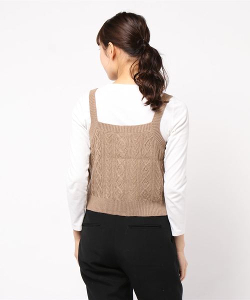 ehka sopo（エヘカソポ）の「前後着ニットビスチェ（ニット/セーター・レディース・グレー/モカ/キナリ・ﾌﾘ-）」の6枚目の写真