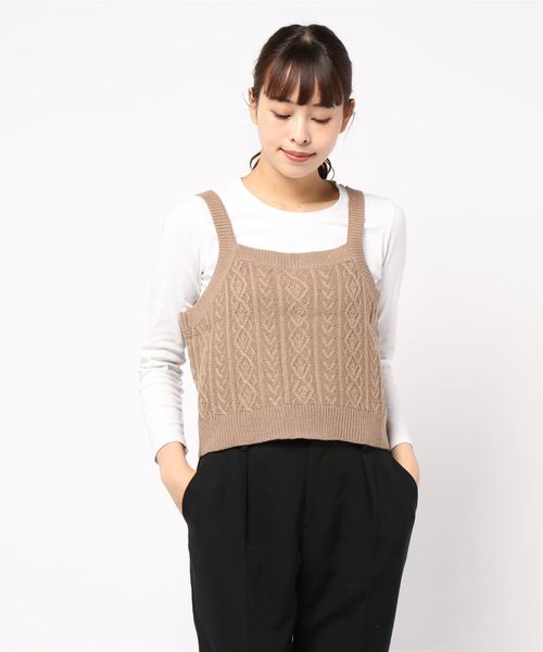 ehka sopo（エヘカソポ）の「前後着ニットビスチェ（ニット/セーター・レディース・グレー/モカ/キナリ・ﾌﾘ-）」の5枚目の写真