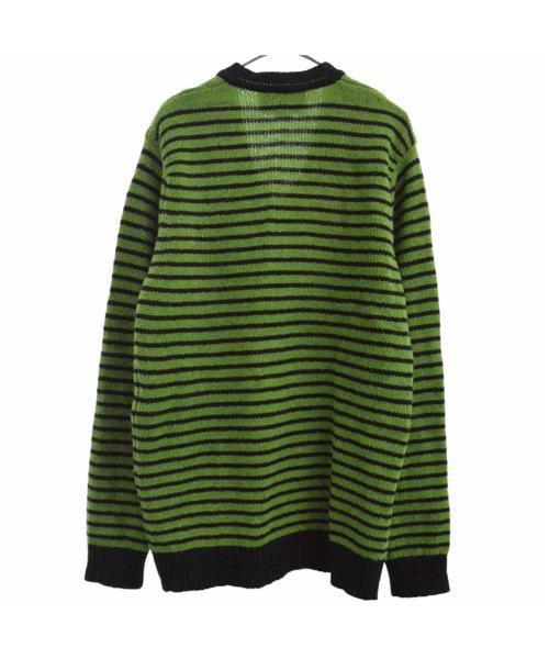 ブランド古着】Vネック胸刺繍ワッペン付ボーダーウールニットセーター