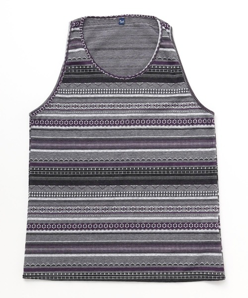 チャイハネ(チャイハネ)の「【チャイハネ】yul 幾何学ボーダーMEN'Sタンクトップ(タンクトップ・メンズ・ホワイト/ブラック/グリーン/マスタード・FREE)」の9枚目の写真