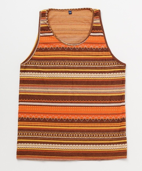 チャイハネ(チャイハネ)の「【チャイハネ】yul 幾何学ボーダーMEN'Sタンクトップ(タンクトップ・メンズ・ホワイト/ブラック/グリーン/マスタード・FREE)」の7枚目の写真