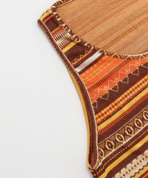 チャイハネ(チャイハネ)の「【チャイハネ】yul 幾何学ボーダーMEN'Sタンクトップ(タンクトップ・メンズ・ホワイト/ブラック/グリーン/マスタード・FREE)」の5枚目の写真