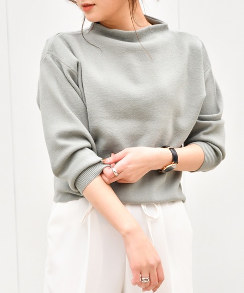 Ambre Neige（アンブルネージュ）の「ボトルネックシンプルニット/春の新作／春ニット／【WEB/EC限定商品】（ニット/セーター・レディース・ライトグリーン/その他/キャメル/ライトベージュ・FREE）」の3枚目の写真