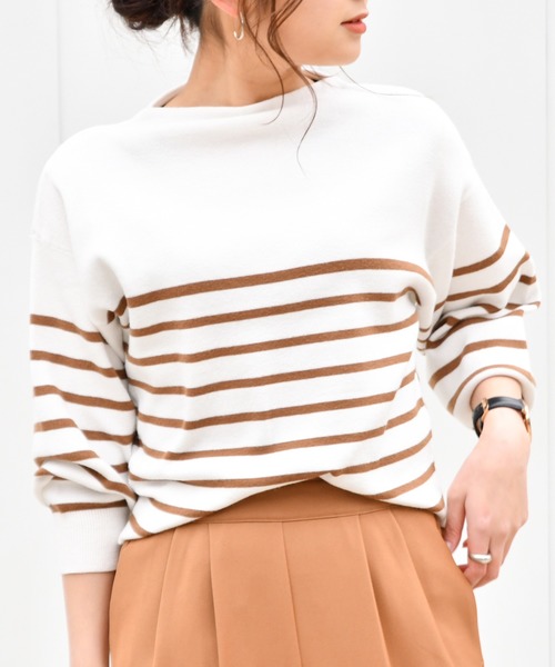 Ambre Neige（アンブルネージュ）の「ボトルネックシンプルニット/春の新作／春ニット／【WEB/EC限定商品】（ニット/セーター・レディース・ライトグリーン/その他/キャメル/ライトベージュ・FREE）」の4枚目の写真