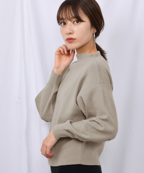 Ambre Neige（アンブルネージュ）の「ボトルネックシンプルニット/春の新作／春ニット／【WEB/EC限定商品】（ニット/セーター・レディース・ライトグリーン/その他/キャメル/ライトベージュ・FREE）」の7枚目の写真