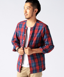 BEAMS | ◎BEAMS / チェック ノーカラー シャツ(シャツ/ブラウス)