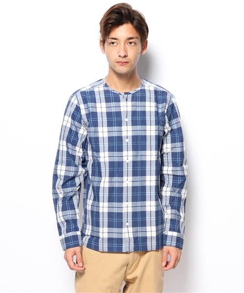 BEAMS(ビームス)の「◎BEAMS / チェック ノーカラー シャツ(シャツ/ブラウス・メンズ・レッド/ブルー・MEDIUM/LARGE/SMALL)」の10枚目の写真