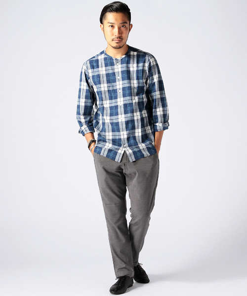 BEAMS(ビームス)の「◎BEAMS / チェック ノーカラー シャツ(シャツ/ブラウス・メンズ・レッド/ブルー・MEDIUM/LARGE/SMALL)」の12枚目の写真