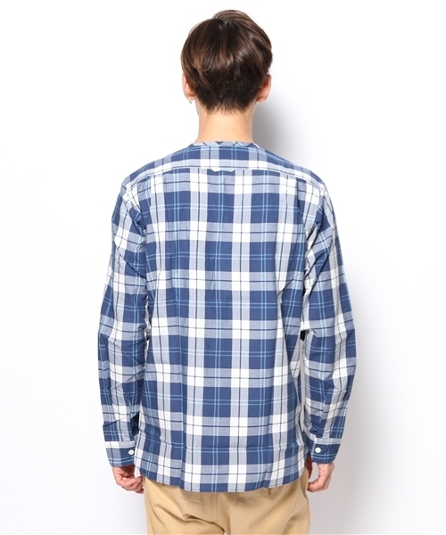 BEAMS(ビームス)の「◎BEAMS / チェック ノーカラー シャツ(シャツ/ブラウス・メンズ・レッド/ブルー・MEDIUM/LARGE/SMALL)」の4枚目の写真