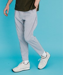 MR.OLIVE | クールマックス シアサッカー ストライプ/ワンプリーツ  テーパード  イージーパンツ(センタープレスパンツ)(スラックス)