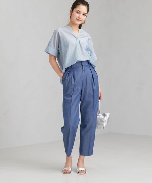 green label relaxing（グリーンレーベルリラクシング）の「[手洗い可能/エアラブルシック] ◆FM ベルトツキ テーパード パンツ（その他パンツ・レディース・コバルトブルー/ナチュラル/ベージュ/ネイビー・38/40/36/34）」の15枚目の写真