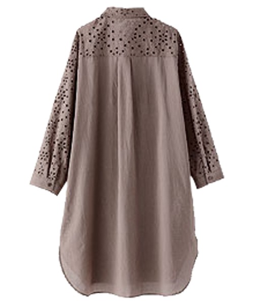 BELLUNA（ベルーナ）の「オーバーレース素材シャツジャケット（その他アウター・レディース・ネイビー/セージグリーン/モカ/オフホワイト/コーラル・LARGE/X-LARGE/MEDIUM）」の8枚目の写真