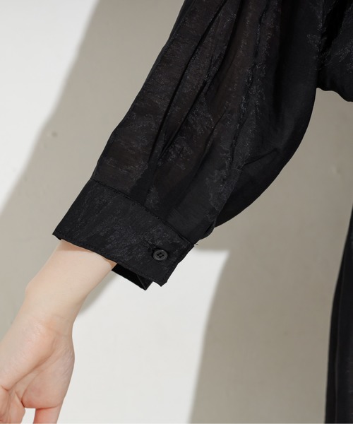 natural couture（ナチュラルクチュール）の「シアーロングシャツワンピース（ワンピース・レディース・オフホワイト/ブラック/ミント/ラベンダー・FREE）」の8枚目の写真