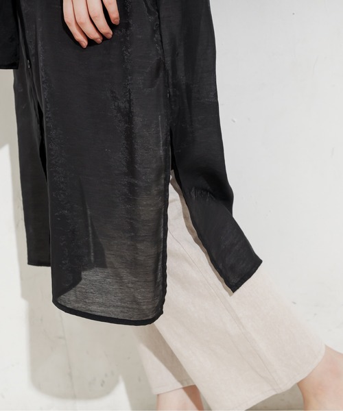 natural couture（ナチュラルクチュール）の「シアーロングシャツワンピース（ワンピース・レディース・オフホワイト/ブラック/ミント/ラベンダー・FREE）」の20枚目の写真