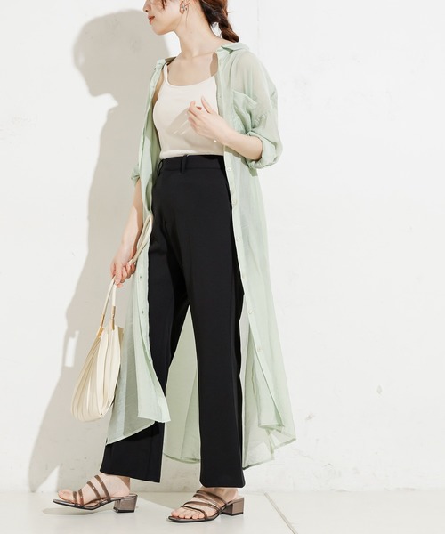 natural couture（ナチュラルクチュール）の「シアーロングシャツワンピース（ワンピース・レディース・オフホワイト/ブラック/ミント/ラベンダー・FREE）」の21枚目の写真