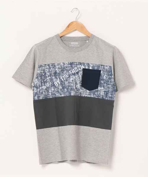 OUTDOOR PRODUCTS APPAREL(アウトドアプロダクツアパレル)の「プリント切替T2 ZERO STAIN 汗ジミが目立たない機能(Tシャツ/カットソー・メンズ・その他1/杢グレー/その他3/その他2/オレンジ/ネイビー/ブラック/ホワイト・MEDIUM/SMALL/X-LARGE/LARGE)」の1枚目の写真