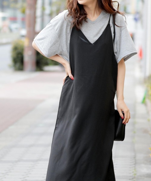 Girly Doll（ガーリードール）の「キャミサロペットワイドパンツ・ワンピース（2タイプ）（ワンピース・レディース・ブラック/ベージュ/ネイビー/グレー/カーキ/キャメル/ブラウン系その他3/ベージュ系その他3/ベージュ系その他2/ブラウン系その他2/ミント/モカ/ダークネイビー・A/B/FREE）」の17枚目の写真