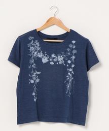 レーヨン混天竺レーシースレスプリントボックスTEE