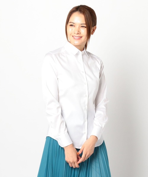 NARACAMICIE / ナラカミーチェ コットンシャンブレーベーシックカラー長袖ブラウス NARACAMICIE】コットンシャンブレーベーシックカラー長袖