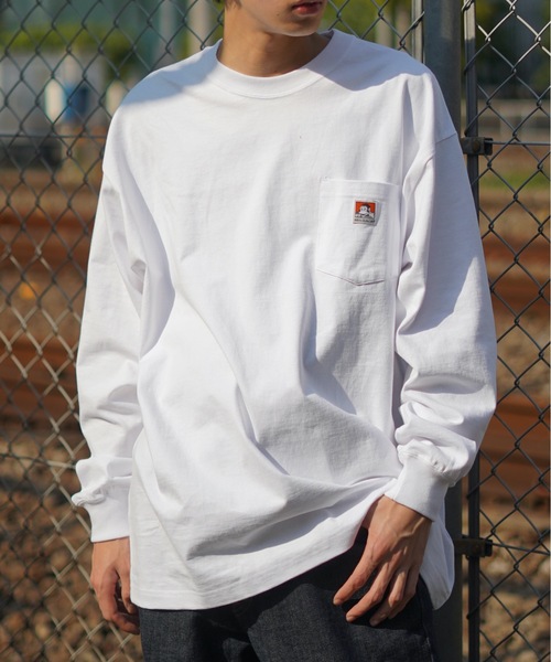 BEN DAVIS(ベンデイビス)の「【BEN DAVIS/ベンデイビス】ポケットロンT 0780036 しっかりとした肉厚生地 人気定番アイテムのロンTバージョン ユニセックス(Tシャツ/カットソー・メンズ・ホワイト/ブラック/ダークグリーン/ベージュ/カーキ/ダークパープル/ブラウン系その他/パープル/ダークブルー/ライトパープル/オリーブ/ピンク/オレンジ系その他・SMALL/MEDIUM/LARGE/X-LARGE)」の2枚目の写真