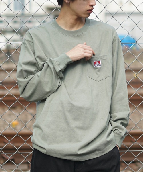 BEN DAVIS(ベンデイビス)の「【BEN DAVIS/ベンデイビス】ポケットロンT 0780036 しっかりとした肉厚生地 人気定番アイテムのロンTバージョン ユニセックス(Tシャツ/カットソー・メンズ・ホワイト/ブラック/ダークグリーン/ベージュ/カーキ/ダークパープル/ブラウン系その他/パープル/ダークブルー/ライトパープル/オリーブ/ピンク/オレンジ系その他・SMALL/MEDIUM/LARGE/X-LARGE)」の7枚目の写真