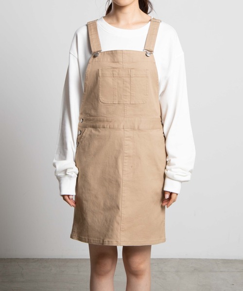 WEGO（ウィゴー）の「WEGO/ツイルジャンパースカート（ジャンパースカート・レディース・ブラック/ベージュ・SMALL/MEDIUM）」の11枚目の写真