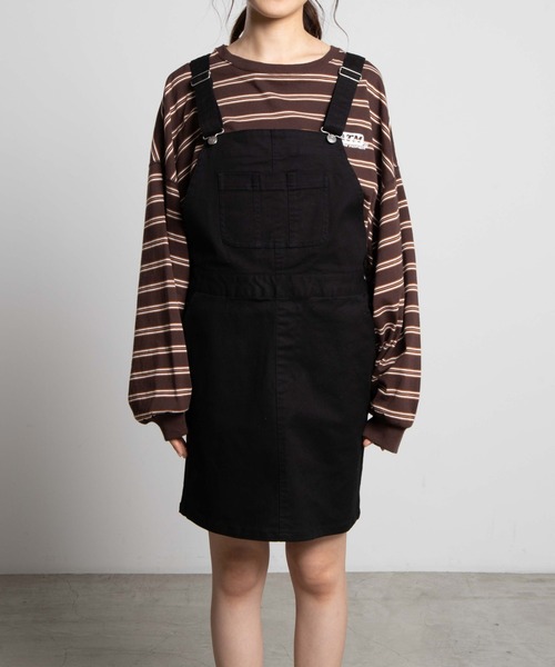 WEGO（ウィゴー）の「WEGO/ツイルジャンパースカート（ジャンパースカート・レディース・ブラック/ベージュ・SMALL/MEDIUM）」の10枚目の写真